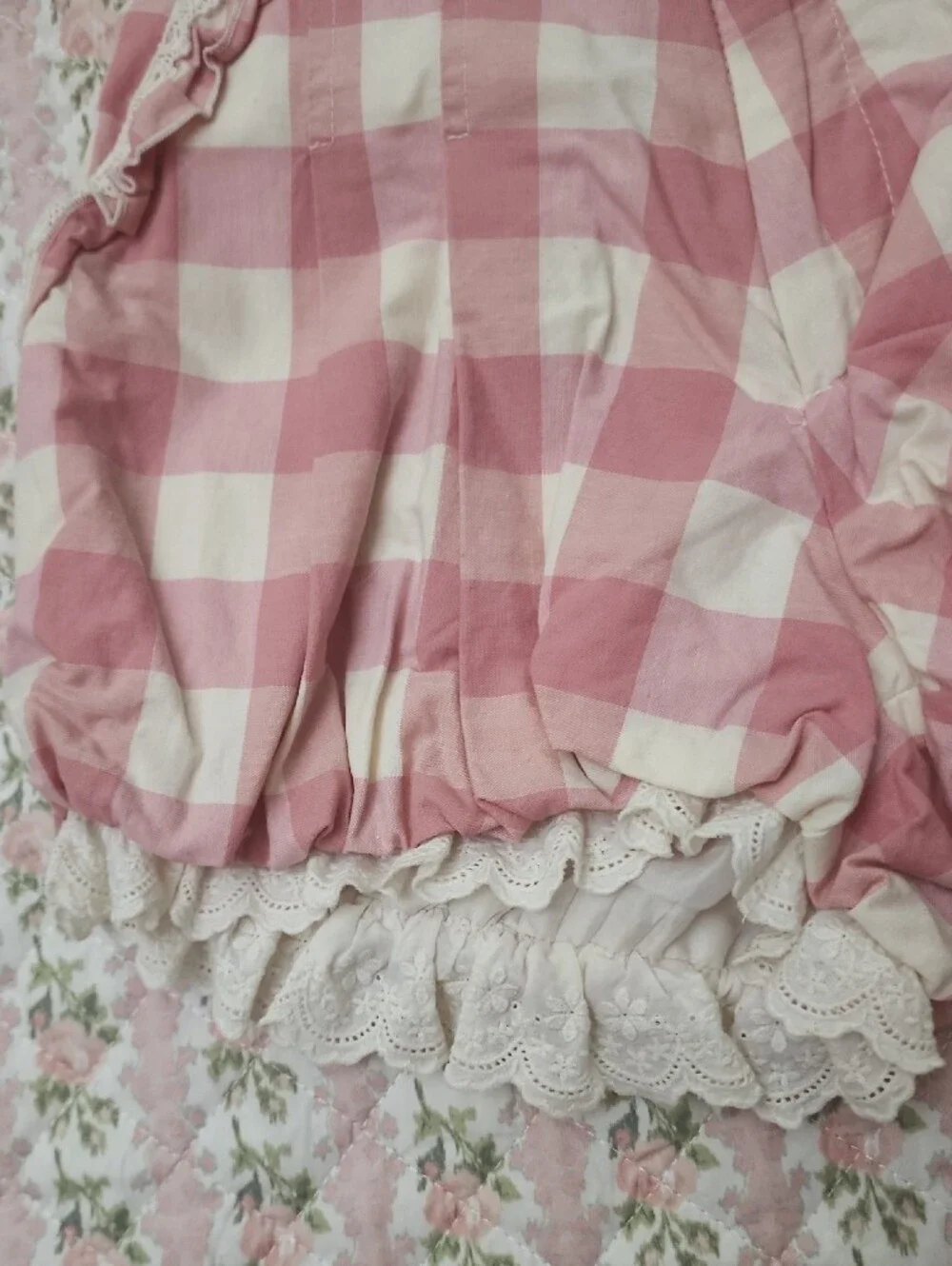 [On Hold] Liz Lisa 🎀 Pink Gingham Ruffle Lace Balloon Cotton Shorts